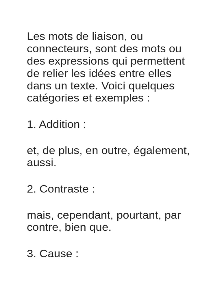 Mots de liaison : Guide et exemples | PDF