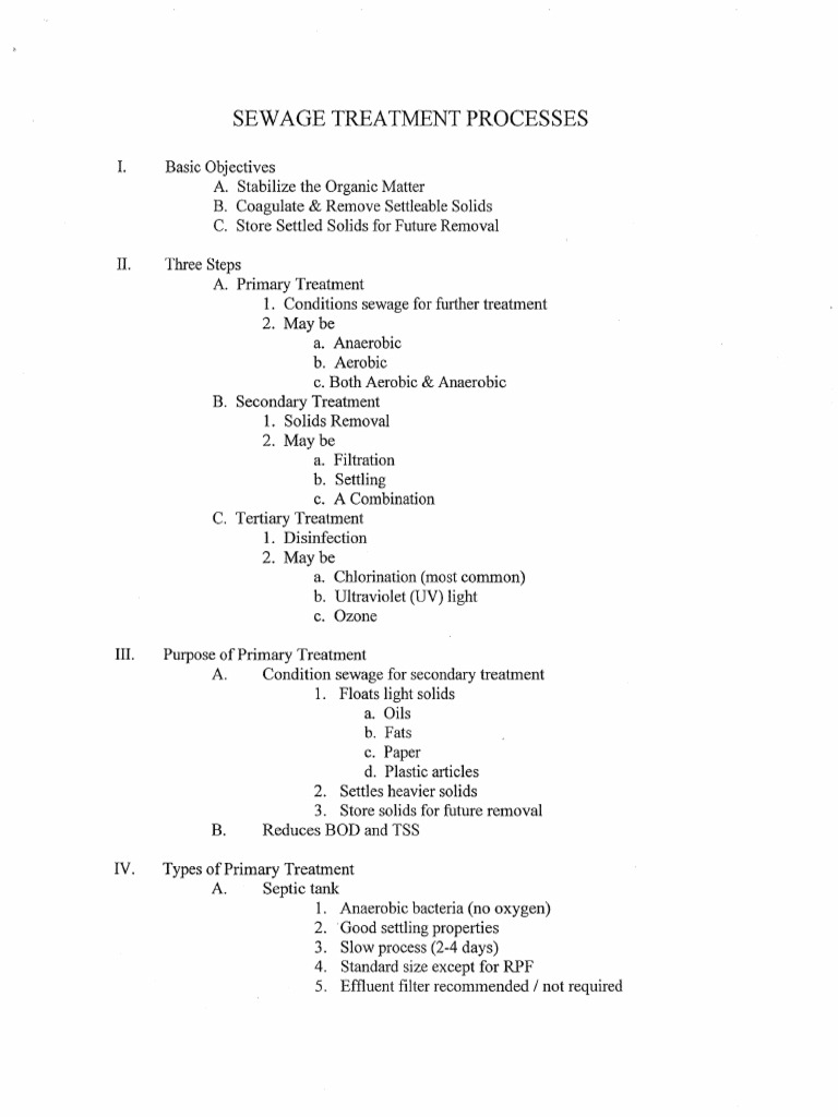 Sewage Treatment Processes | PDF