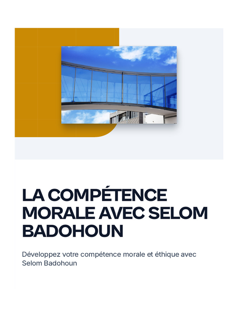 Compétence morale avec Selom Badohoun | PDF | Moralité | Compétence ...