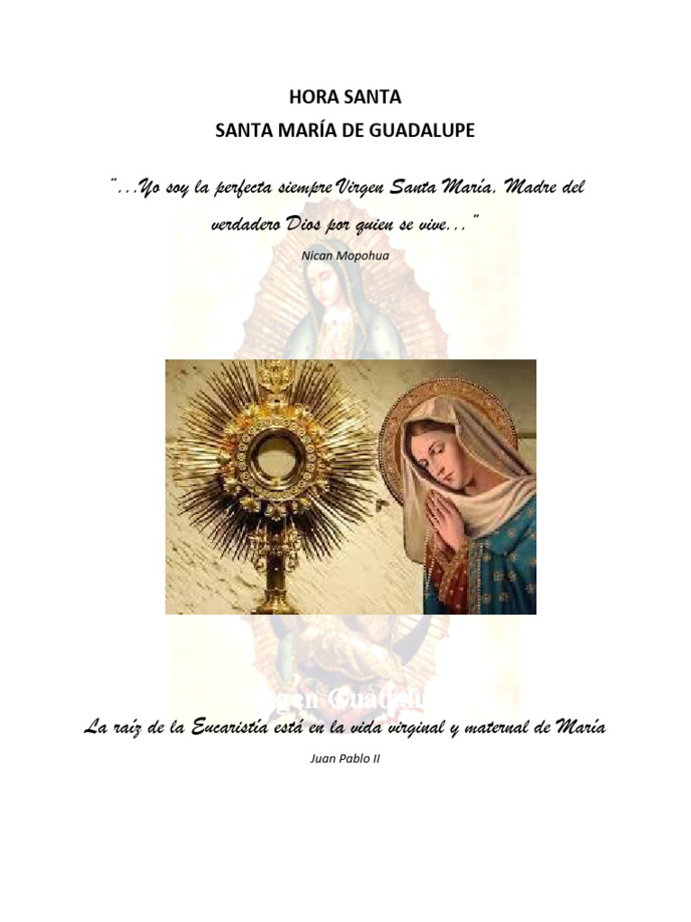 Hora Santa Guadalupana | PDF | eucaristía | María, madre de Jesús