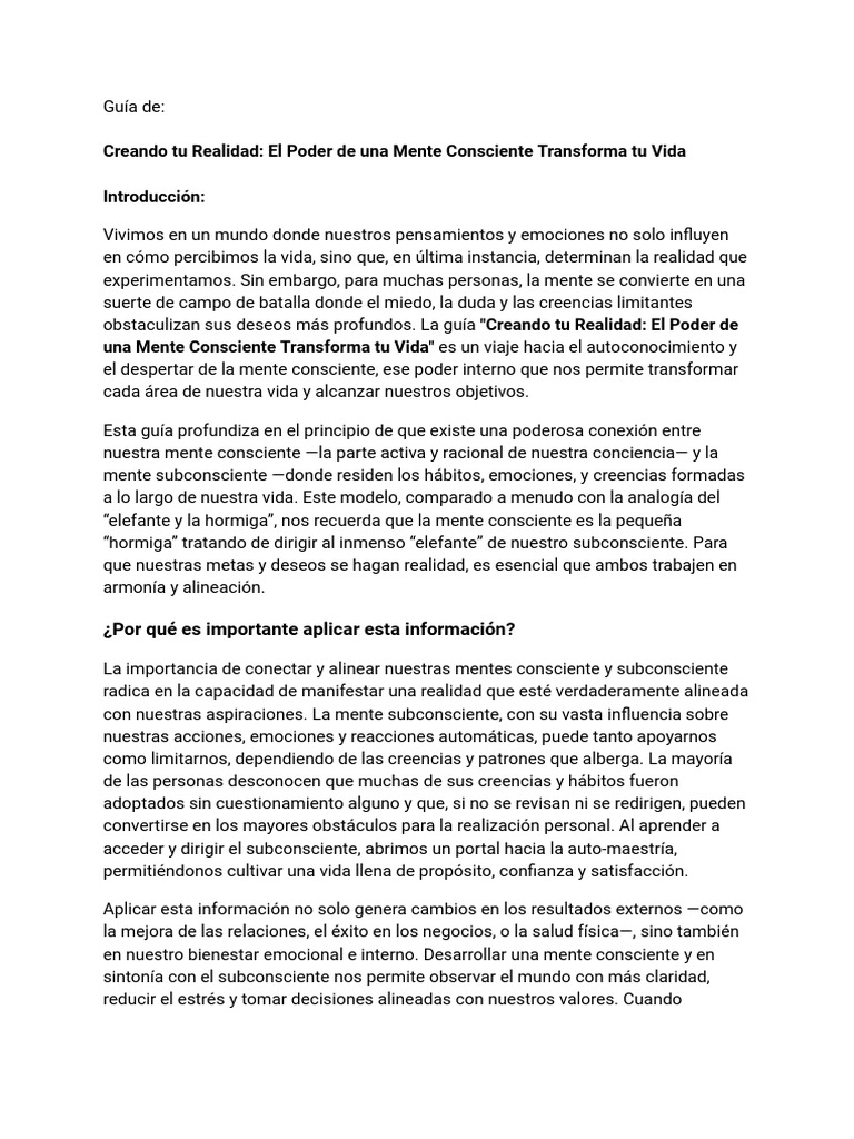 Mente Consciente: Transforma tu Vida | PDF | Mente | Motivación