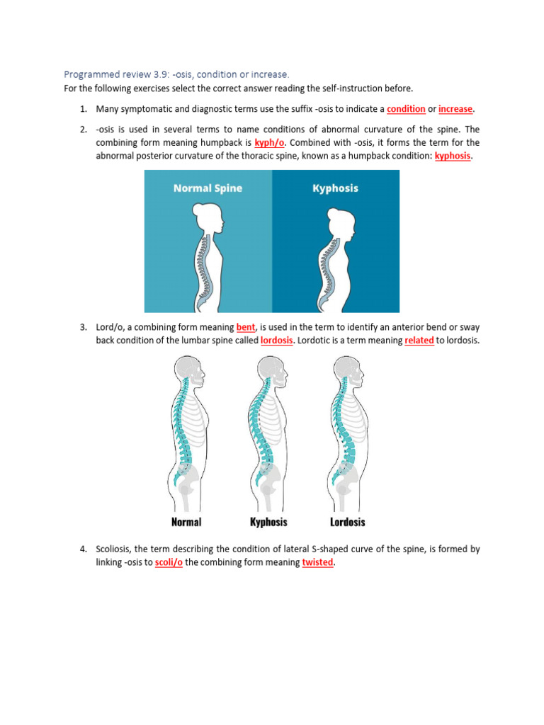 combing form for spine Understanding Medical Suffix -osis | PDF | Atherosclerosis