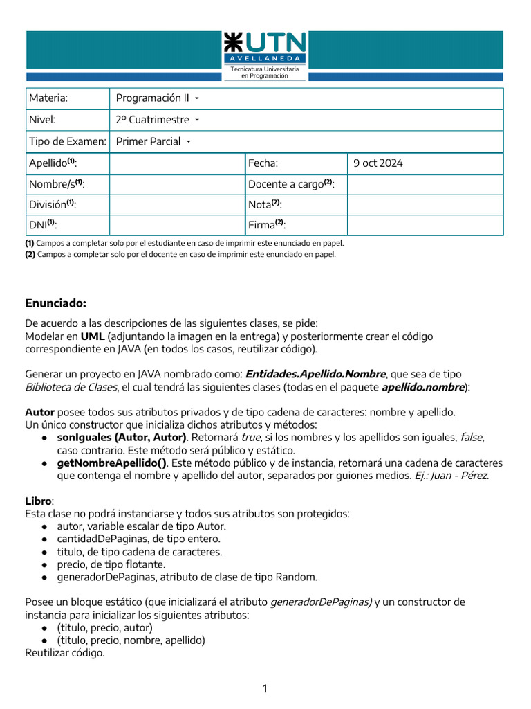 2024-Programación Ii | PDF | Constructor (Programación Orientada a ...