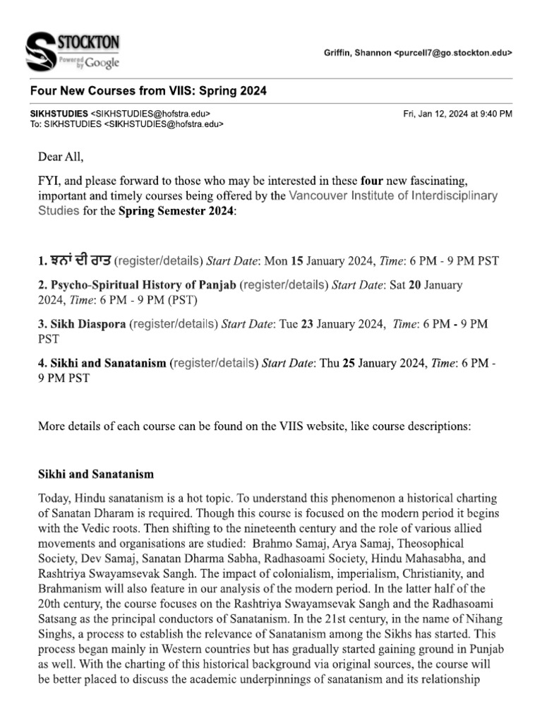 Four New Courses From VIIS - Spring 2024 | PDF