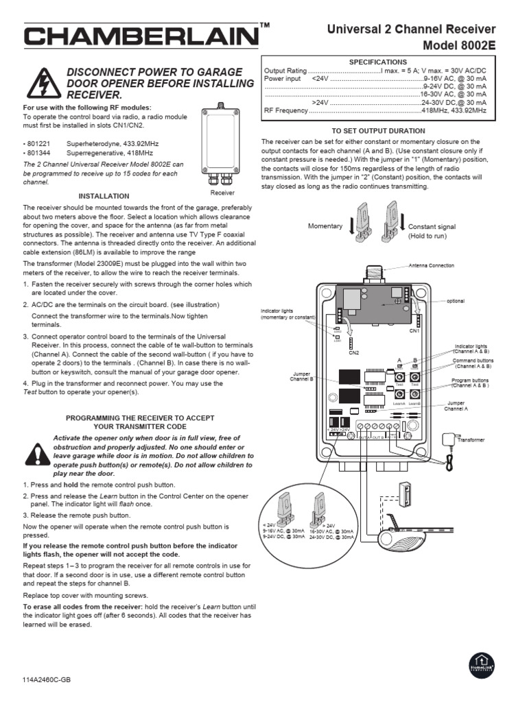 8002E Receiver Setup and Programming Guide | PDF | Radio | Antenna (Radio)