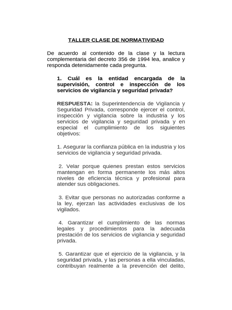 Taller sobre Normatividad en Seguridad Privada | PDF | Valores | Justicia