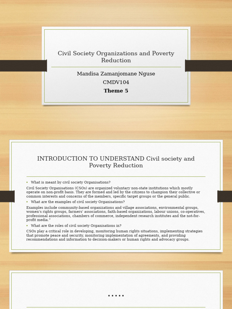 Civil Society Organizations and Poverty Reduction TUT 6 | PDF | Non ...