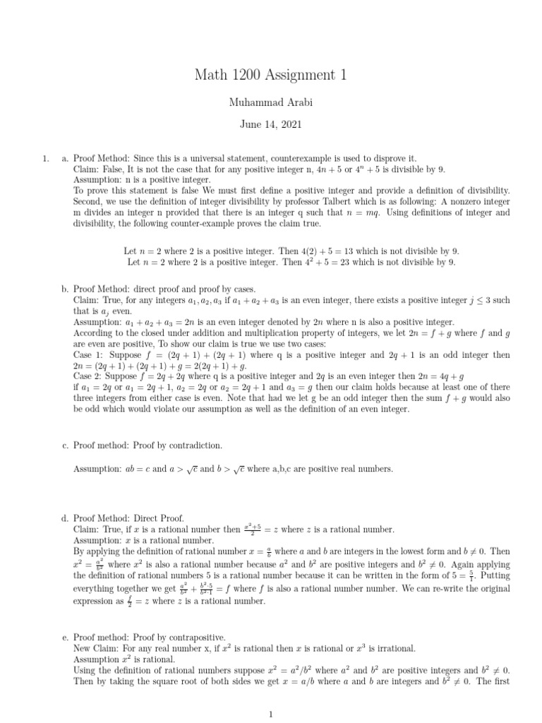 Math Proof Techniques Guide | PDF | Mathematical Proof | Rational Number