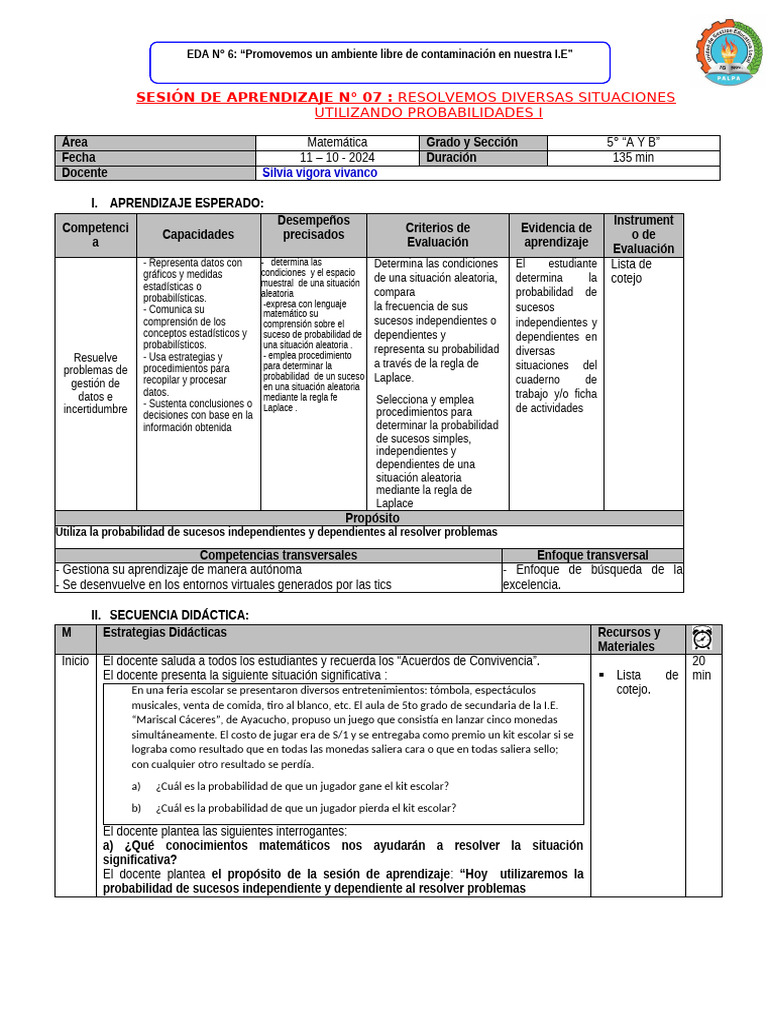 5° Sesion 7 Eda 6 | PDF | Probabilidad | Teoría de probabilidad