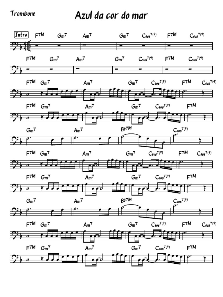 Azul Da Cor Do Mar Trombone Pdf