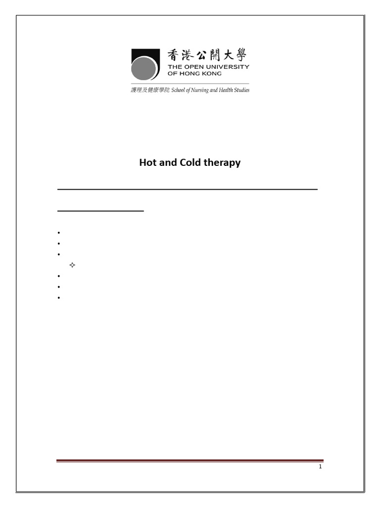 Hot and Cold Therapy in Nursing | PDF | Edema | Vasodilation