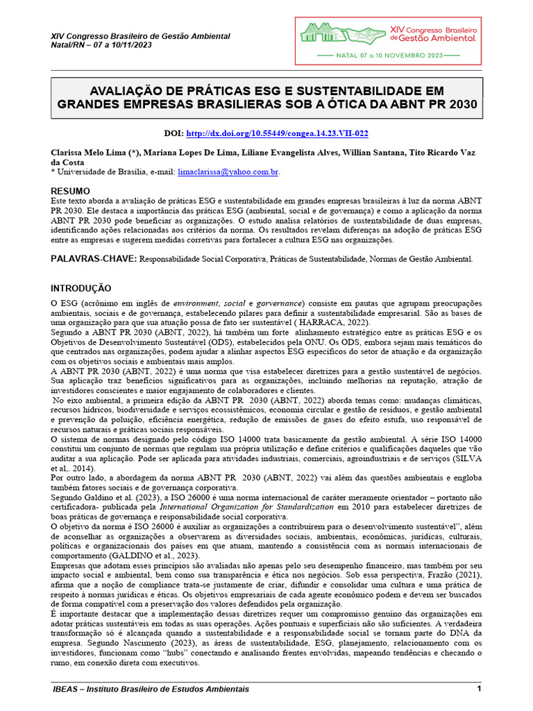 Práticas ESG em Empresas Brasileiras | PDF | Governança | Sustentabilidade