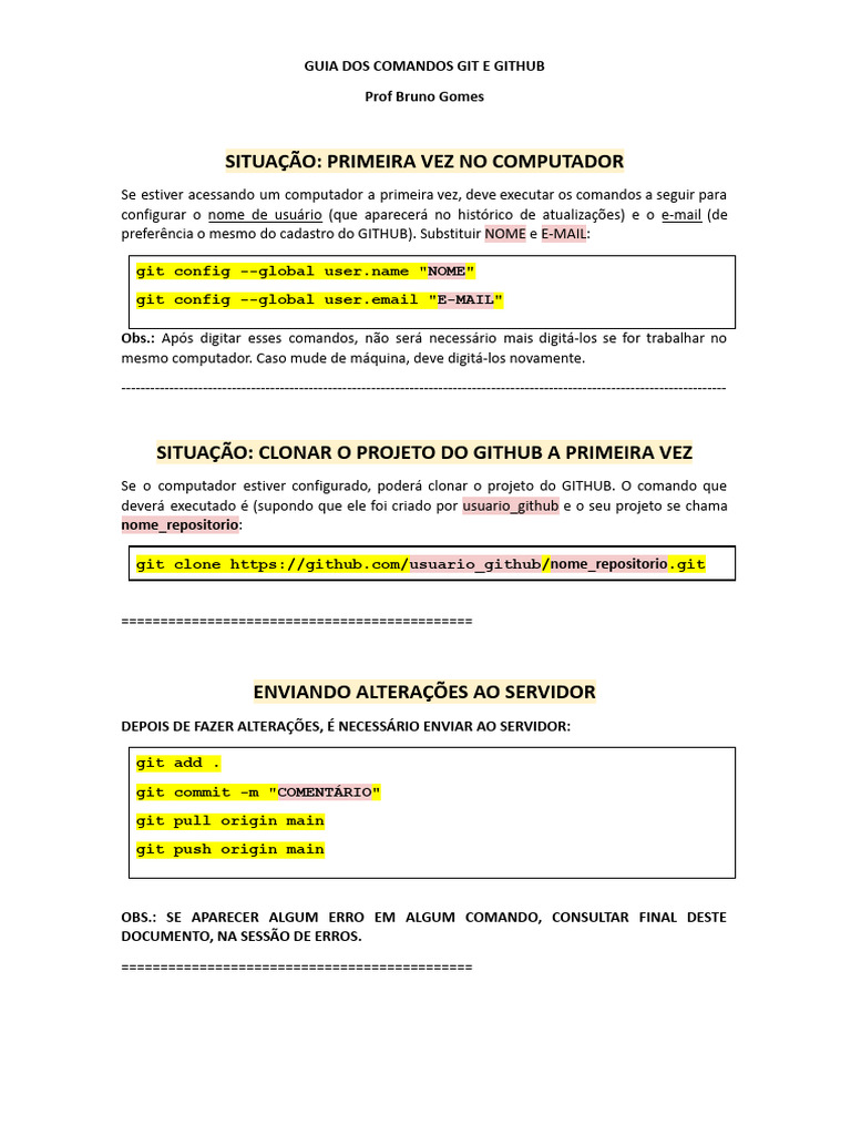 Comandos Essenciais de Git e GitHub | PDF | Servidor (informática ...
