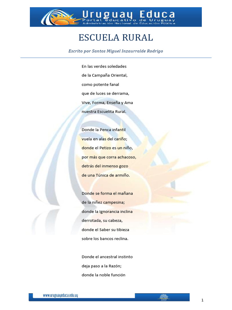 Poema a la Escuela Rural | PDF