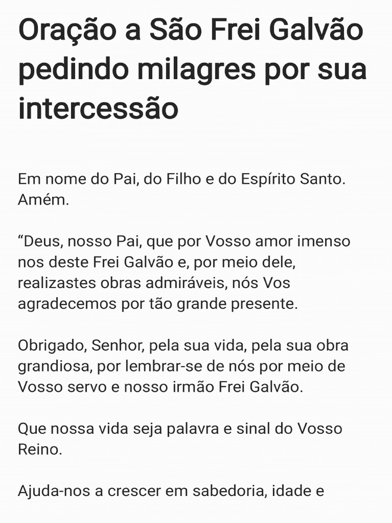 Oração a Frei Galvão | PDF