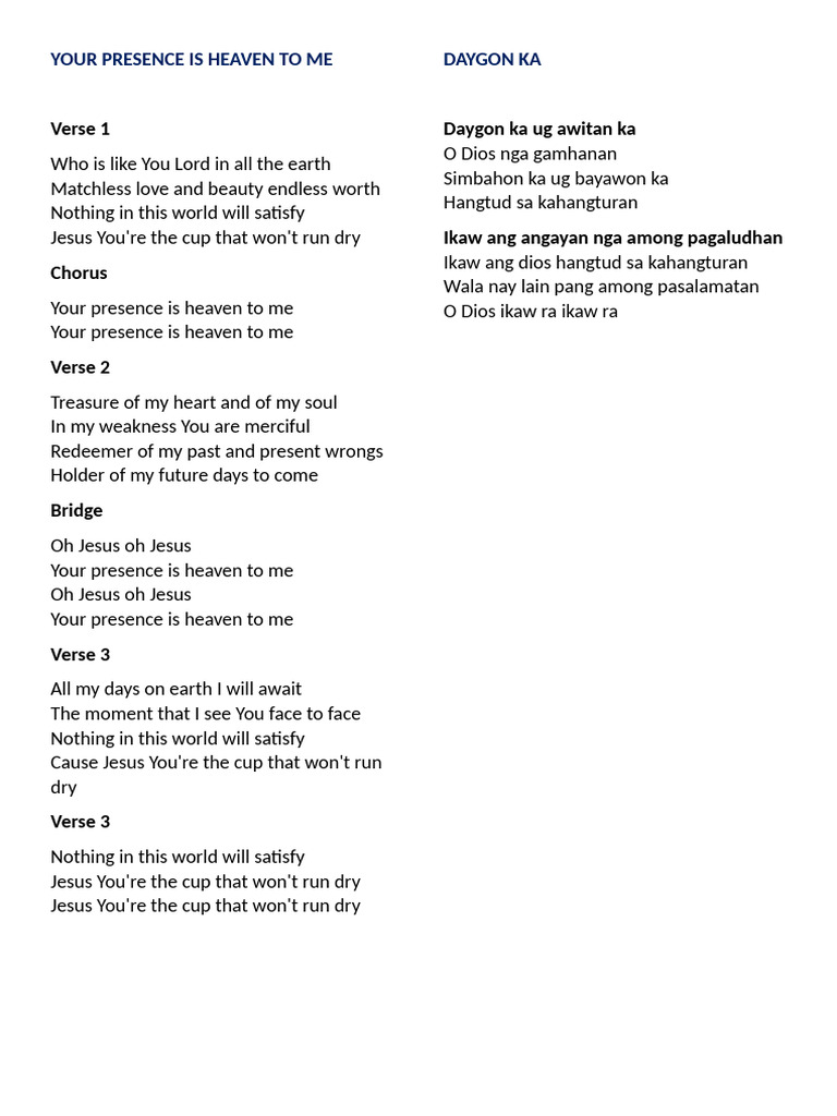 Your Presence Is Heaven To Me | PDF