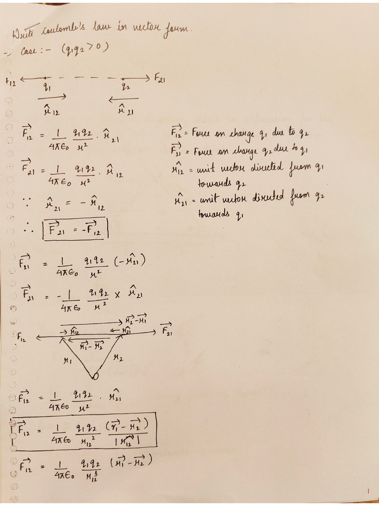 Electrostatics Derivation Pdf