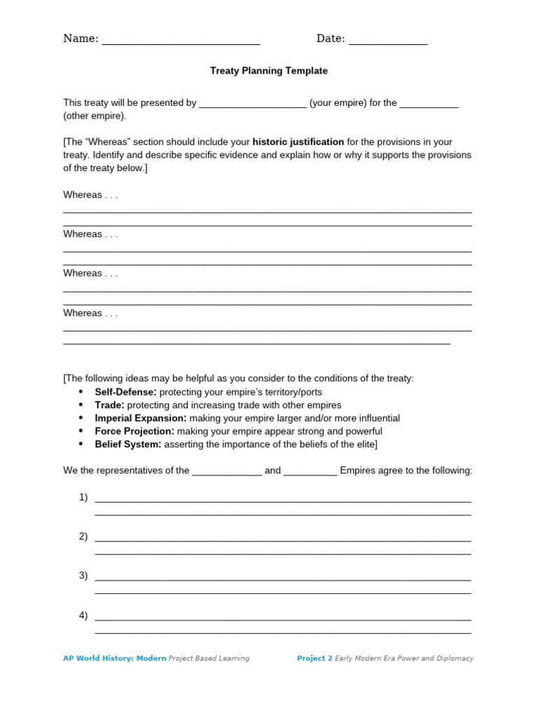 Treaty Planning Template for Empires | PDF | Finance & Money Management