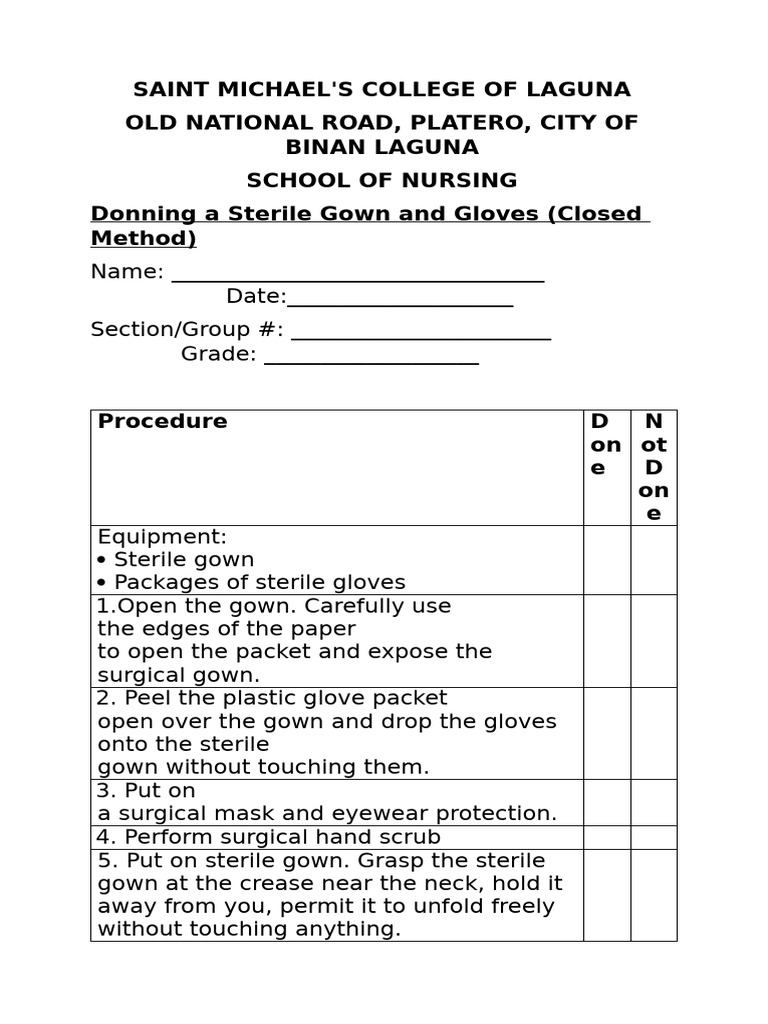 Gowning And Gloving 1 Pdf Glove Hand
