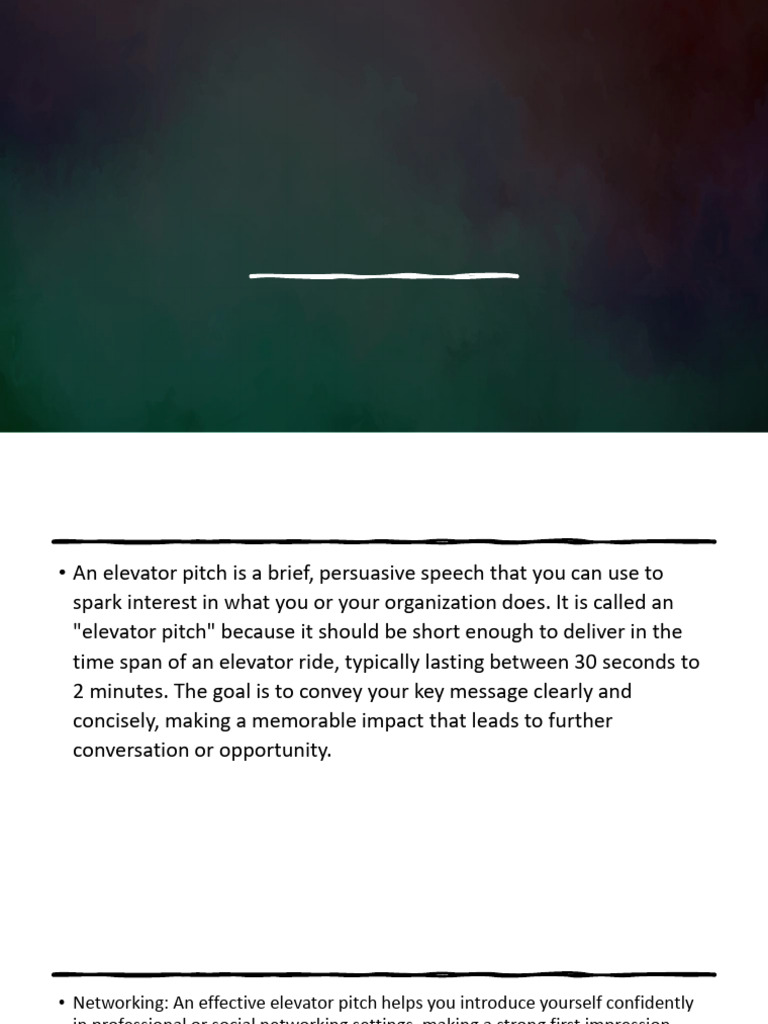 Elevator Pitch Pdf Startup Company Small Business Entrepreneurs