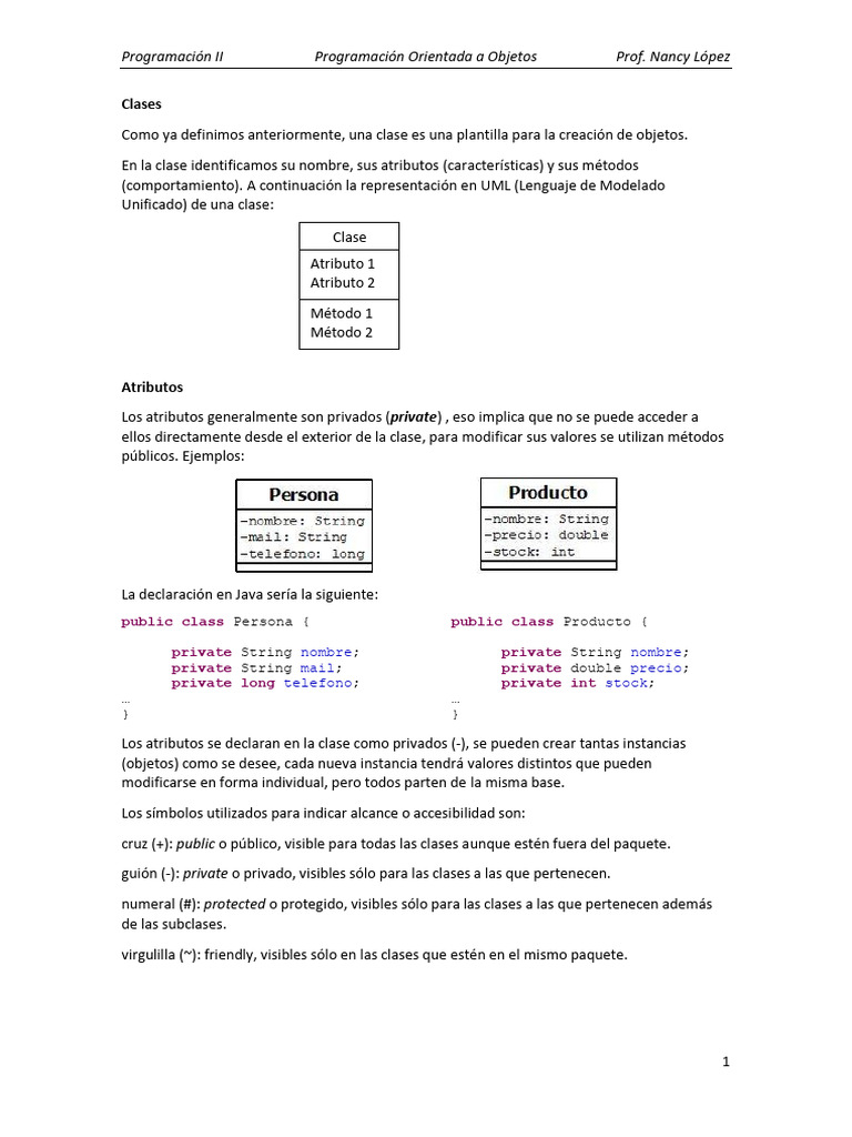 Introducción a POO en Java | PDF | Objeto (informática) | Herencia ...