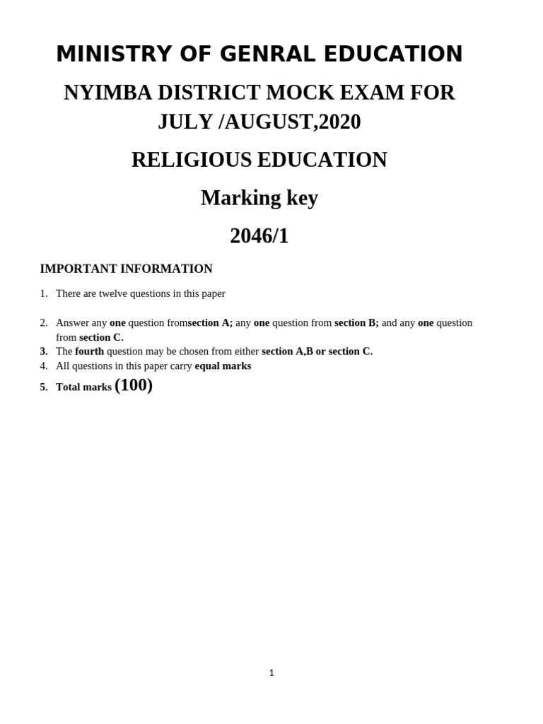 Re Grade 12 Marking Key 2020 2 | PDF | Jesus | Miracle
