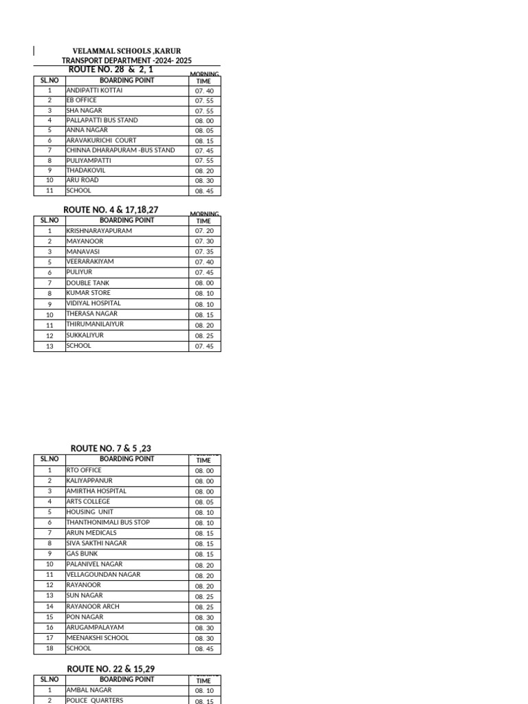 Special class transport timings for 27 10 2024 pdf