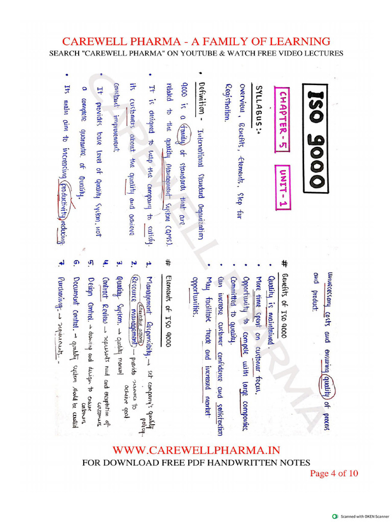 Unit 1, Pharmaceutical Quality Assurance, B Pharmacy 6th Sem, Carewell ...
