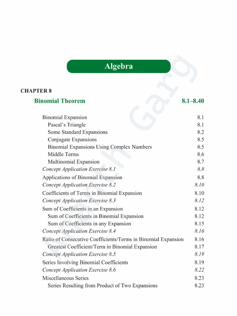 Binomial Theorem Chapter | PDF