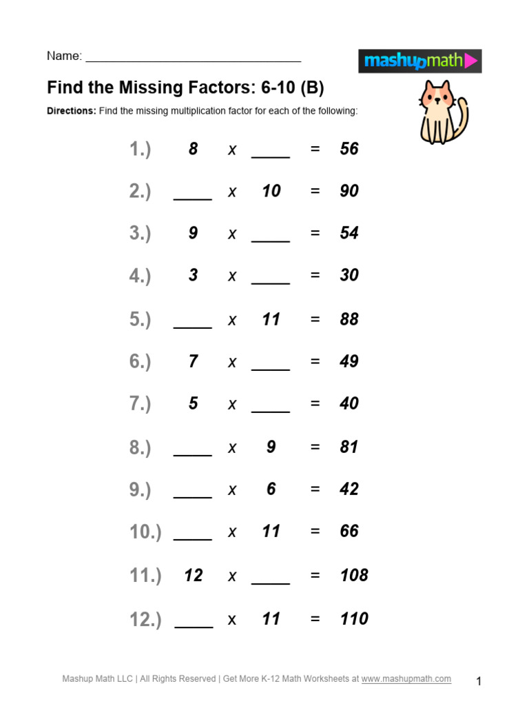 Missing-Factors-6-10-B | PDF