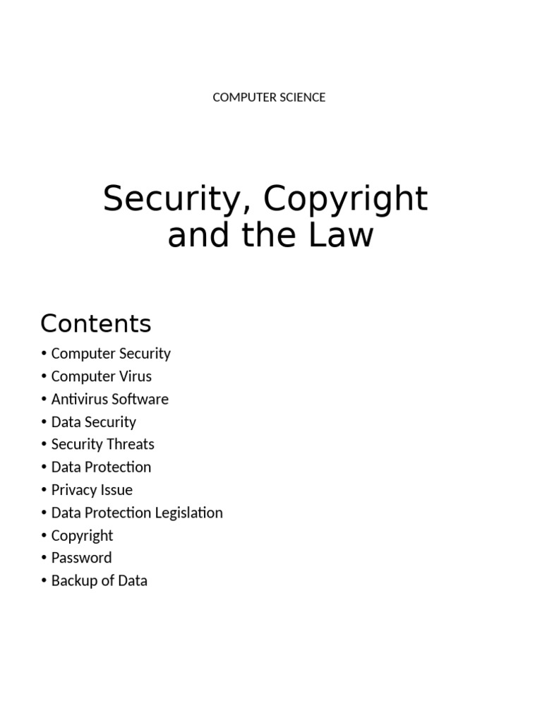 Security, Copyright and The Law | PDF | Computer Virus | Backup
