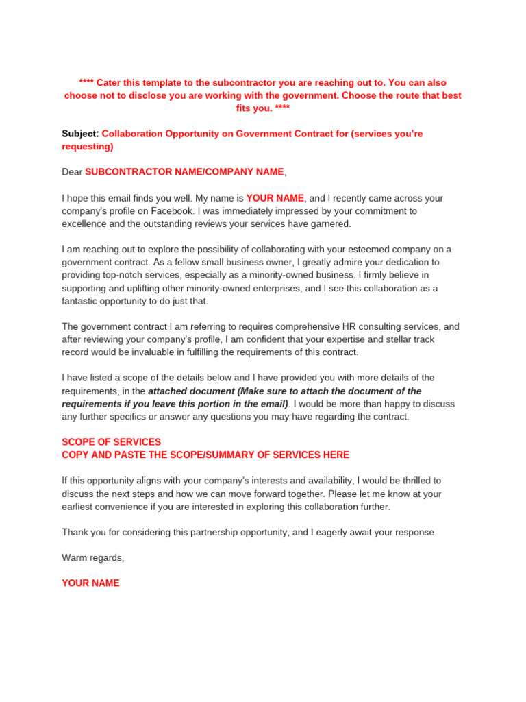 Government Contract Collaboration Email | PDF | Business | Law