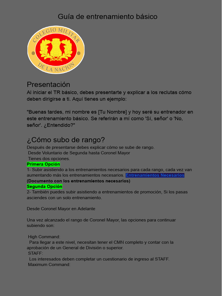 FARA Entrenamiento Básico | PDF