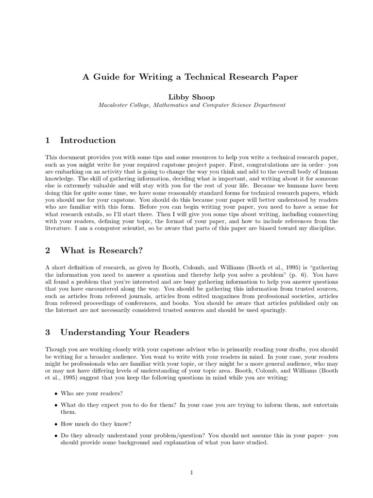 Writing a Technical Research Paper Guide | PDF | Citation | Databases