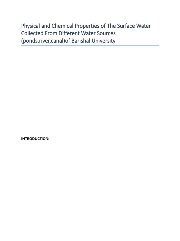 Water Quality Analysis at Barishal University | PDF | Ph | Water