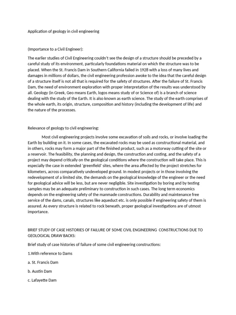 Geology's Role in Civil Engineering | PDF | Civil Engineering | Engineering