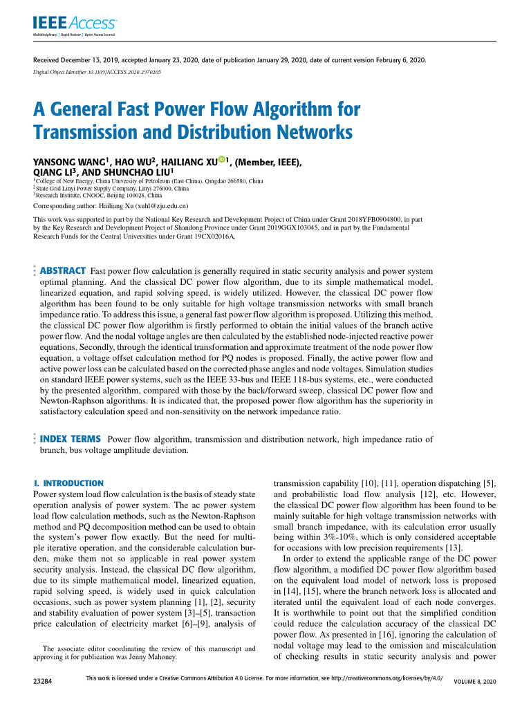 Fast Power Flow Algorithm for Networks | PDF | Electrical Impedance ...