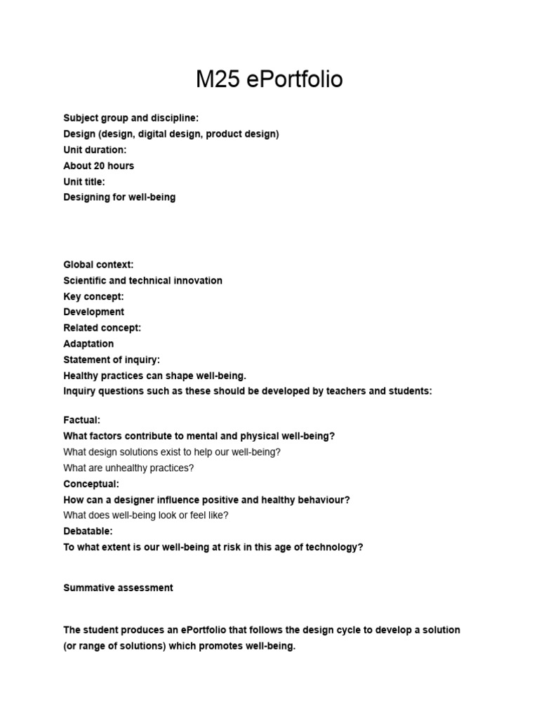 M25 ePortfolio: Design for Well-Being | PDF | Well Being | Design