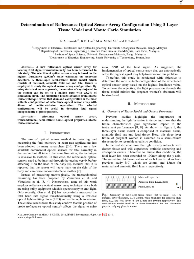 Determination of Reflectance Optical Sensor Array Configuration Using 3 ...