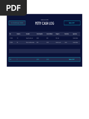 Petty Cash Log