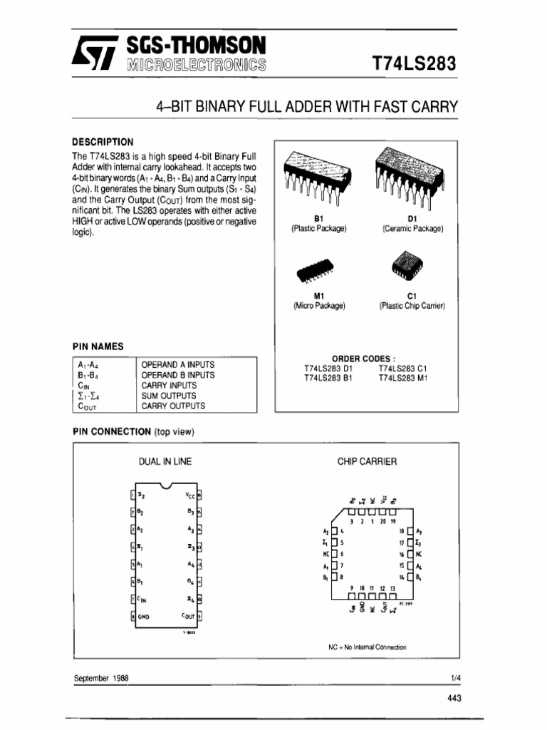 LS 4 Bit FULL ADDER | PDF