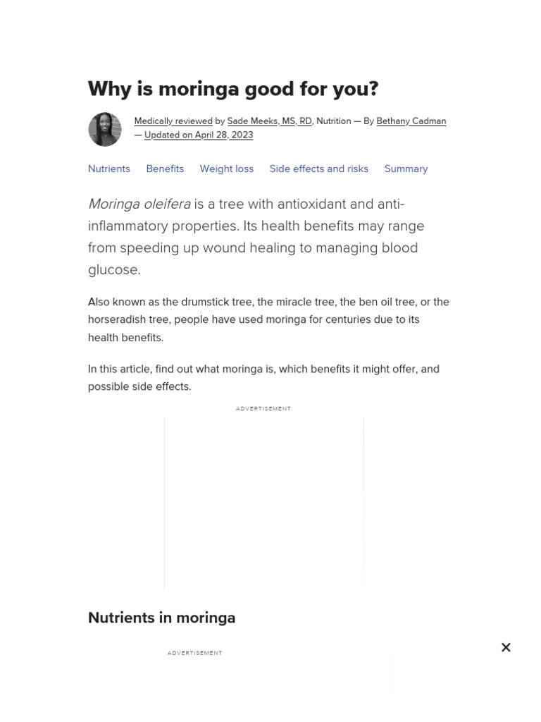 MORINGA 15 POSSIBLE BENEFITS SIDE EFFECTS AND RISKS intelligence overview