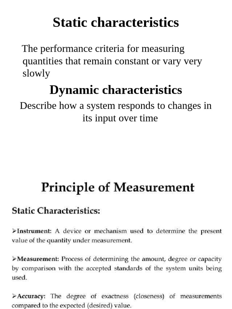 Principles of Measurment Static Charateristicis | PDF | Technology ...