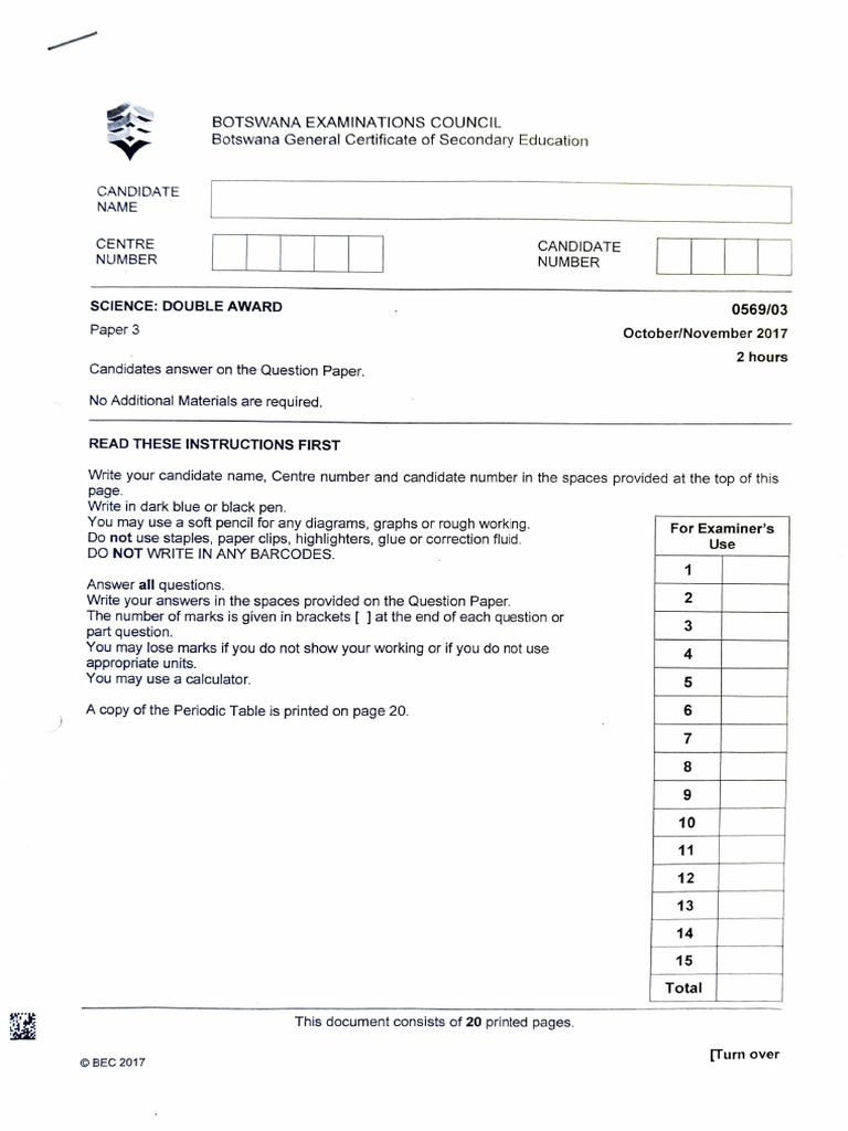 Bgcse Sda Paper 3 2017 | PDF | Electrical Resistance And Conductance | Tin