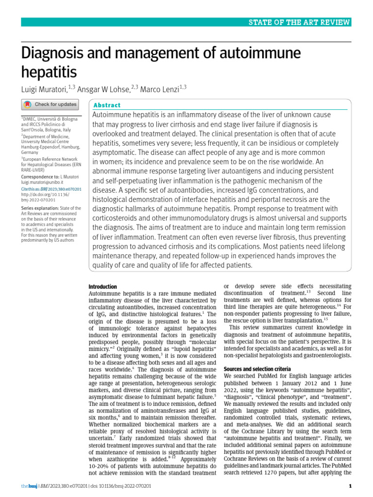 Diagnosis and Management of Autoimmune Hepatitis | PDF | Hepatitis ...