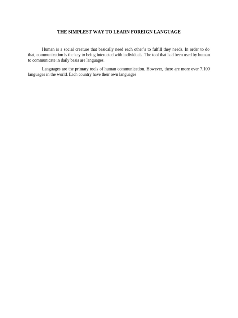 The Simplest Way To Learn Foreign Language | PDF