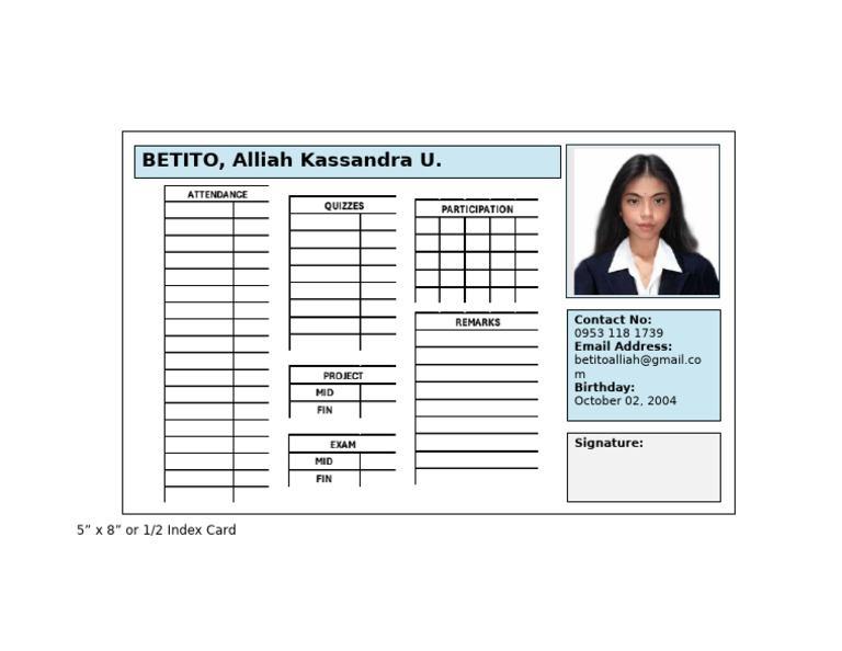 5x8 Index Card Format Example | PDF