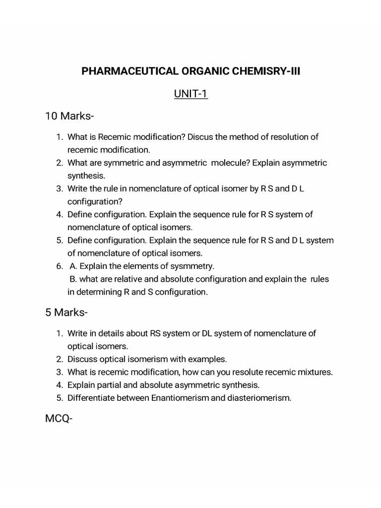 POC MCQ and Impt Q For All Unit | PDF