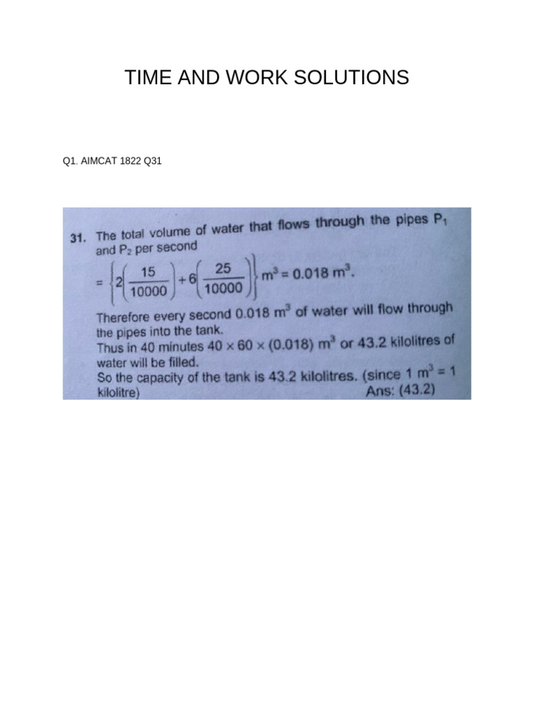 Time and Work Solutions | PDF