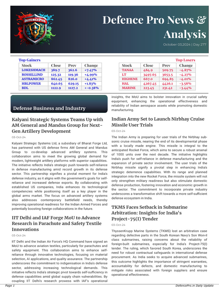 DEFPRO Full Newsletter 03 Oct 2024 | PDF | Unmanned Aerial Vehicle | Israel